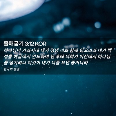 Picture 02 - 출애굽기 3:12 KOR - 하나님이 가라사대 내가 정녕 너와 - Bible Verse Picture