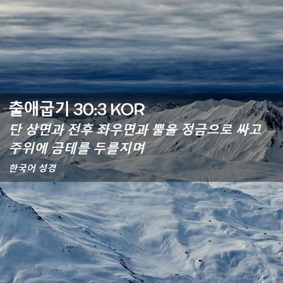 Picture 02 - 출애굽기 30:3 KOR - 단 상면과 전후 좌우면과 뿔을 - Bible Verse Picture