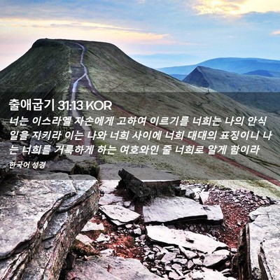 Picture 02 - 출애굽기 31:13 KOR - 너는 이스라엘 자손에게 고하여 - Bible Verse Picture