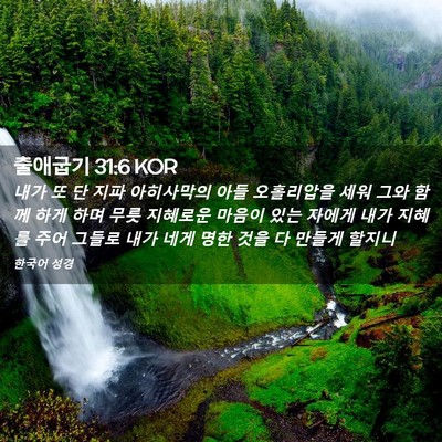 Picture 02 - 출애굽기 31:6 KOR - 내가 또 단 지파 아히사막의 아들 - Bible Verse Picture