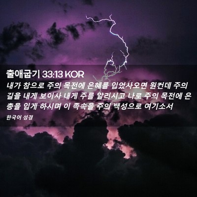 Picture 02 - 출애굽기 33:13 KOR - 내가 참으로 주의 목전에 은혜를 - Bible Verse Picture