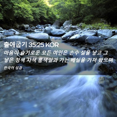 Picture 02 - 출애굽기 35:25 KOR - 마음이 슬기로운 모든 여인은 손수 - Bible Verse Picture