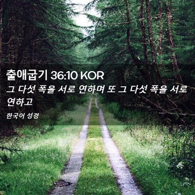 Picture 02 - 출애굽기 36:10 KOR - 그 다섯 폭을 서로 연하며 또 그 다섯 - Bible Verse Picture