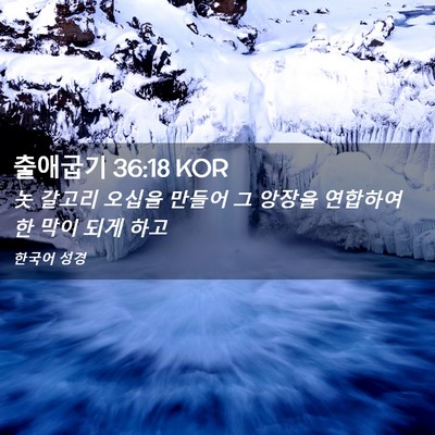 Picture 02 - 출애굽기 36:18 KOR - 놋 갈고리 오십을 만들어 그 앙장을 - Bible Verse Picture