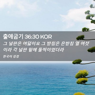 Picture 02 - 출애굽기 36:30 KOR - 그 널판은 여덟이요 그 받침은 - Bible Verse Picture