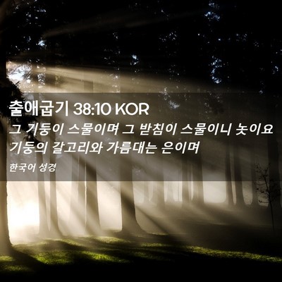 Picture 02 - 출애굽기 38:10 KOR - 그 기둥이 스물이며 그 받침이 - Bible Verse Picture