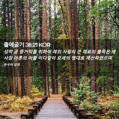 Picture 02 - 출애굽기 38:21 KOR - 성막 곧 증거막을 위하여 레위 - Bible Verse Picture