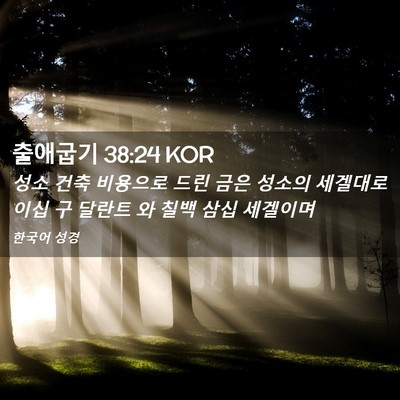 Picture 02 - 출애굽기 38:24 KOR - 성소 건축 비용으로 드린 금은 - Bible Verse Picture