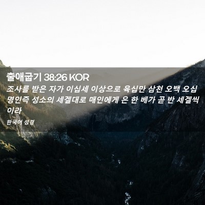 Picture 02 - 출애굽기 38:26 KOR - 조사를 받은 자가 이십세 이상으로 - Bible Verse Picture