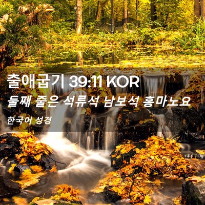 Picture 02 - 출애굽기 39:11 KOR - 둘째 줄은 석류석 남보석 - Bible Verse Picture