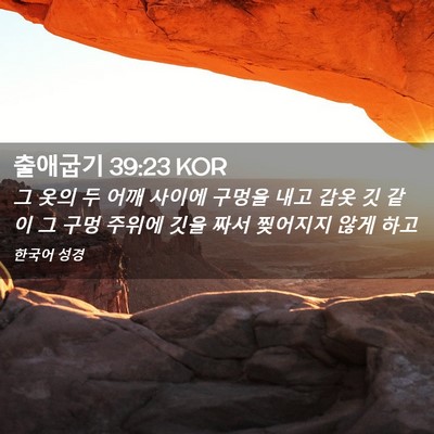Picture 02 - 출애굽기 39:23 KOR - 그 옷의 두 어깨 사이에 구멍을 내고 - Bible Verse Picture