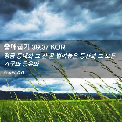 Picture 02 - 출애굽기 39:37 KOR - 정금 등대와 그 잔 곧 벌여놓은 - Bible Verse Picture