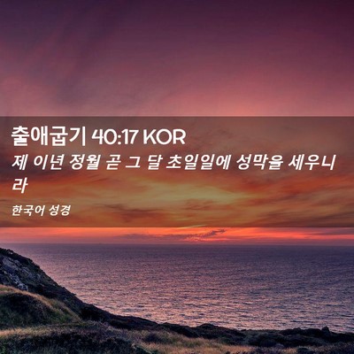 Picture 02 - 출애굽기 40:17 KOR - 제 이년 정월 곧 그 달 초일일에 - Bible Verse Picture