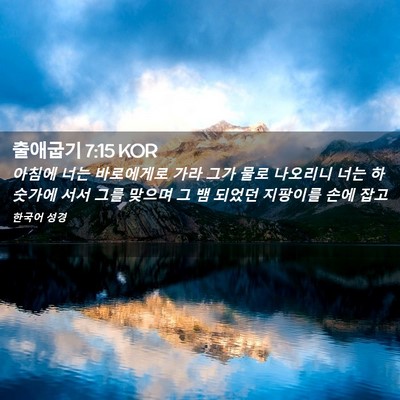 Picture 02 - 출애굽기 7:15 KOR - 아침에 너는 바로에게로 가라 그가 - Bible Verse Picture
