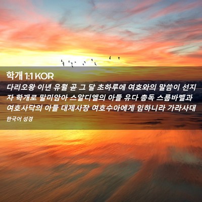 Picture 02 - 학개 1:1 KOR - 다리오왕 이년 유월 곧 그 달 - Bible Verse Picture