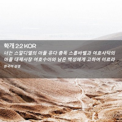 Picture 02 - 학개 2:2 KOR - 너는 스알디엘의 아들 유다 총독 - Bible Verse Picture