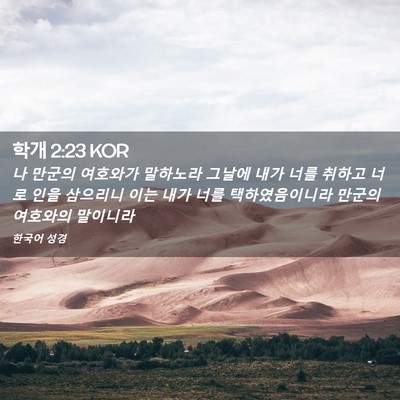 Picture 02 - 학개 2:23 KOR - 나 만군의 여호와가 말하노라 그날에 - Bible Verse Picture