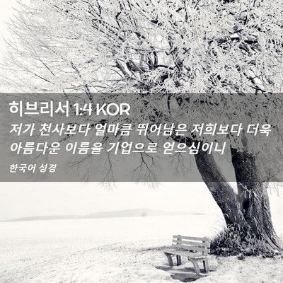 Picture 02 - 히브리서 1:4 KOR - 저가 천사보다 얼마큼 뛰어남은 - Bible Verse Picture