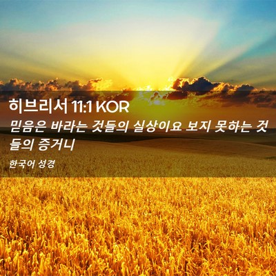Picture 02 - 히브리서 11:1 KOR - 믿음은 바라는 것들의 실상이요 보지 - Bible Verse Picture