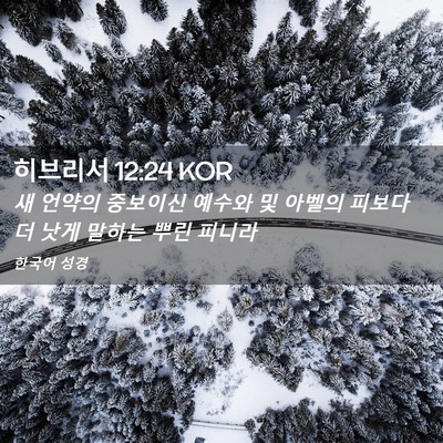 Picture 02 - 히브리서 12:24 KOR - 새 언약의 중보이신 예수와 및 - Bible Verse Picture