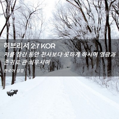 Picture 02 - 히브리서 2:7 KOR - 저를 잠간 동안 천사보다 못하게 - Bible Verse Picture