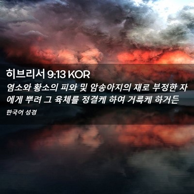 Picture 02 - 히브리서 9:13 KOR - 염소와 황소의 피와 및 암송아지의 - Bible Verse Picture