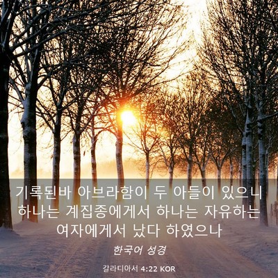 Picture 03 - 갈라디아서 4:22 KOR - 기록된바 아브라함이 두 아들이 - Bible Verse Picture