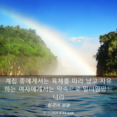 Picture 03 - 갈라디아서 4:23 KOR - 계집 종에게서는 육체를 따라 났고 - Bible Verse Picture