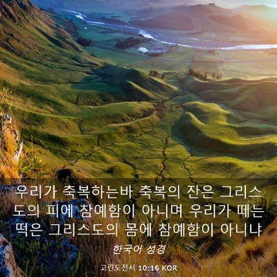 Picture 03 - 고린도전서 10:16 KOR - 우리가 축복하는바 축복의 잔은 - Bible Verse Picture