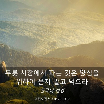 Picture 03 - 고린도전서 10:25 KOR - 무릇 시장에서 파는 것은 양심을 - Bible Verse Picture