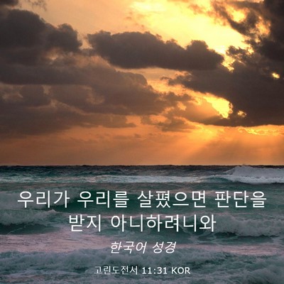 Picture 03 - 고린도전서 11:31 KOR - 우리가 우리를 살폈으면 판단을 받지 - Bible Verse Picture