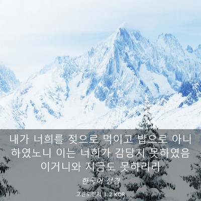 Picture 03 - 고린도전서 3:2 KOR - 내가 너희를 젖으로 먹이고 밥으로 - Bible Verse Picture