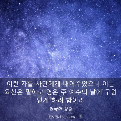 Picture 03 - 고린도전서 5:5 KOR - 이런 자를 사단에게 내어주었으니 - Bible Verse Picture