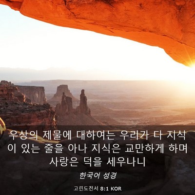 Picture 03 - 고린도전서 8:1 KOR - 우상의 제물에 대하여는 우리가 다 - Bible Verse Picture