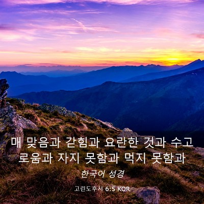 Picture 03 - 고린도후서 6:5 KOR - 매 맞음과 갇힘과 요란한 것과 - Bible Verse Picture