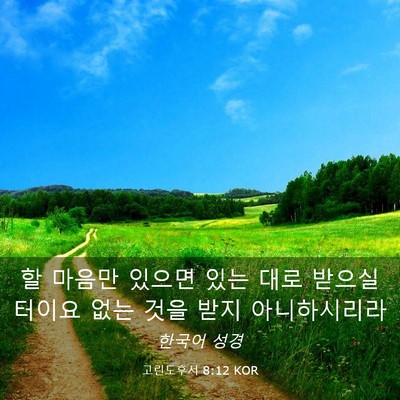 Picture 03 - 고린도후서 8:12 KOR - 할 마음만 있으면 있는 대로 받으실 - Bible Verse Picture