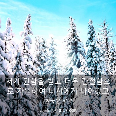 Picture 03 - 고린도후서 8:17 KOR - 저가 권함을 받고 더욱 간절함으로 - Bible Verse Picture