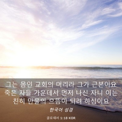 Picture 03 - 골로새서 1:18 KOR - 그는 몸인 교회의 머리라 그가 - Bible Verse Picture