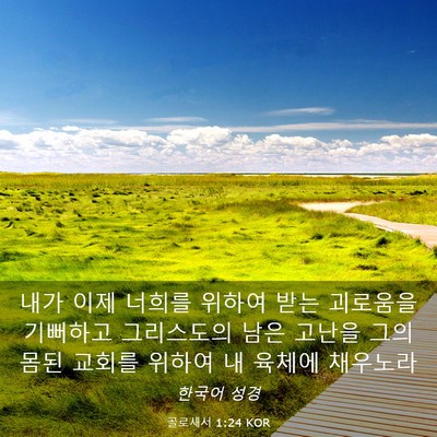 Picture 03 - 골로새서 1:24 KOR - 내가 이제 너희를 위하여 받는 - Bible Verse Picture