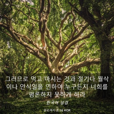Picture 03 - 골로새서 2:16 KOR - 그러므로 먹고 마시는 것과 절기나 - Bible Verse Picture
