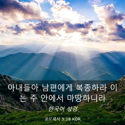 Picture 03 - 골로새서 3:18 KOR - 아내들아 남편에게 복종하라 이는 주 - Bible Verse Picture