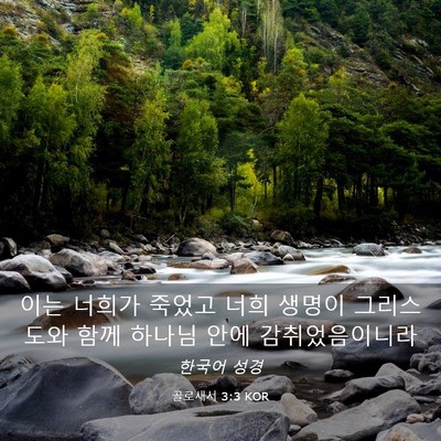 Picture 03 - 골로새서 3:3 KOR - 이는 너희가 죽었고 너희 생명이 - Bible Verse Picture