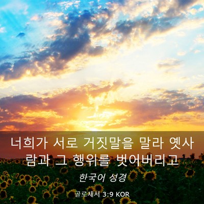 Picture 03 - 골로새서 3:9 KOR - 너희가 서로 거짓말을 말라 옛사람과 - Bible Verse Picture