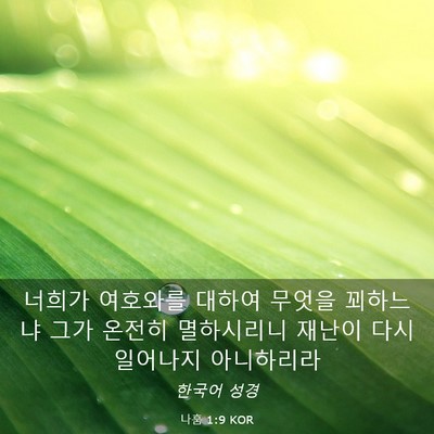 Picture 03 - 나훔 1:9 KOR - 너희가 여호와를 대하여 무엇을 - Bible Verse Picture