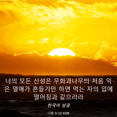 Picture 03 - 나훔 3:12 KOR - 너의 모든 산성은 무화과나무의 처음 - Bible Verse Picture