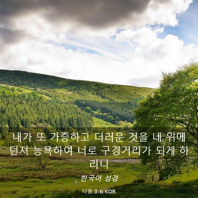 Picture 03 - 나훔 3:6 KOR - 내가 또 가증하고 더러운 것을 네 - Bible Verse Picture
