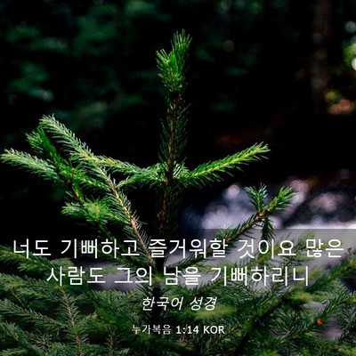 Picture 03 - 누가복음 1:14 KOR - 너도 기뻐하고 즐거워할 것이요 많은 - Bible Verse Picture