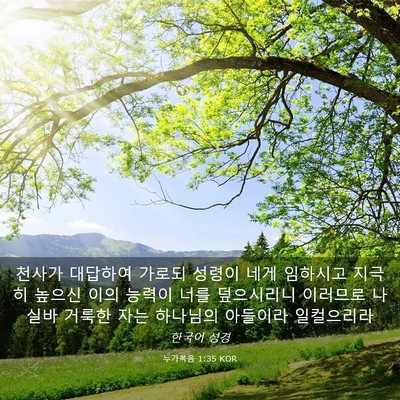 Picture 03 - 누가복음 1:35 KOR - 천사가 대답하여 가로되 성령이 네게 - Bible Verse Picture