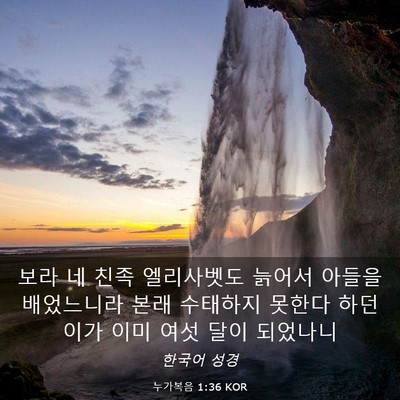 Picture 03 - 누가복음 1:36 KOR - 보라 네 친족 엘리사벳도 늙어서 - Bible Verse Picture