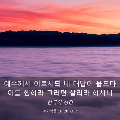 Picture 03 - 누가복음 10:28 KOR - 예수께서 이르시되 네 대답이 옳도다 - Bible Verse Picture
